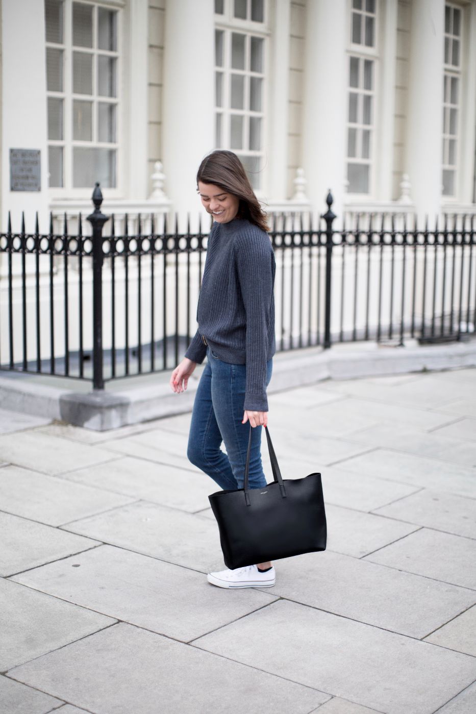 saint laurent black leather tote bag