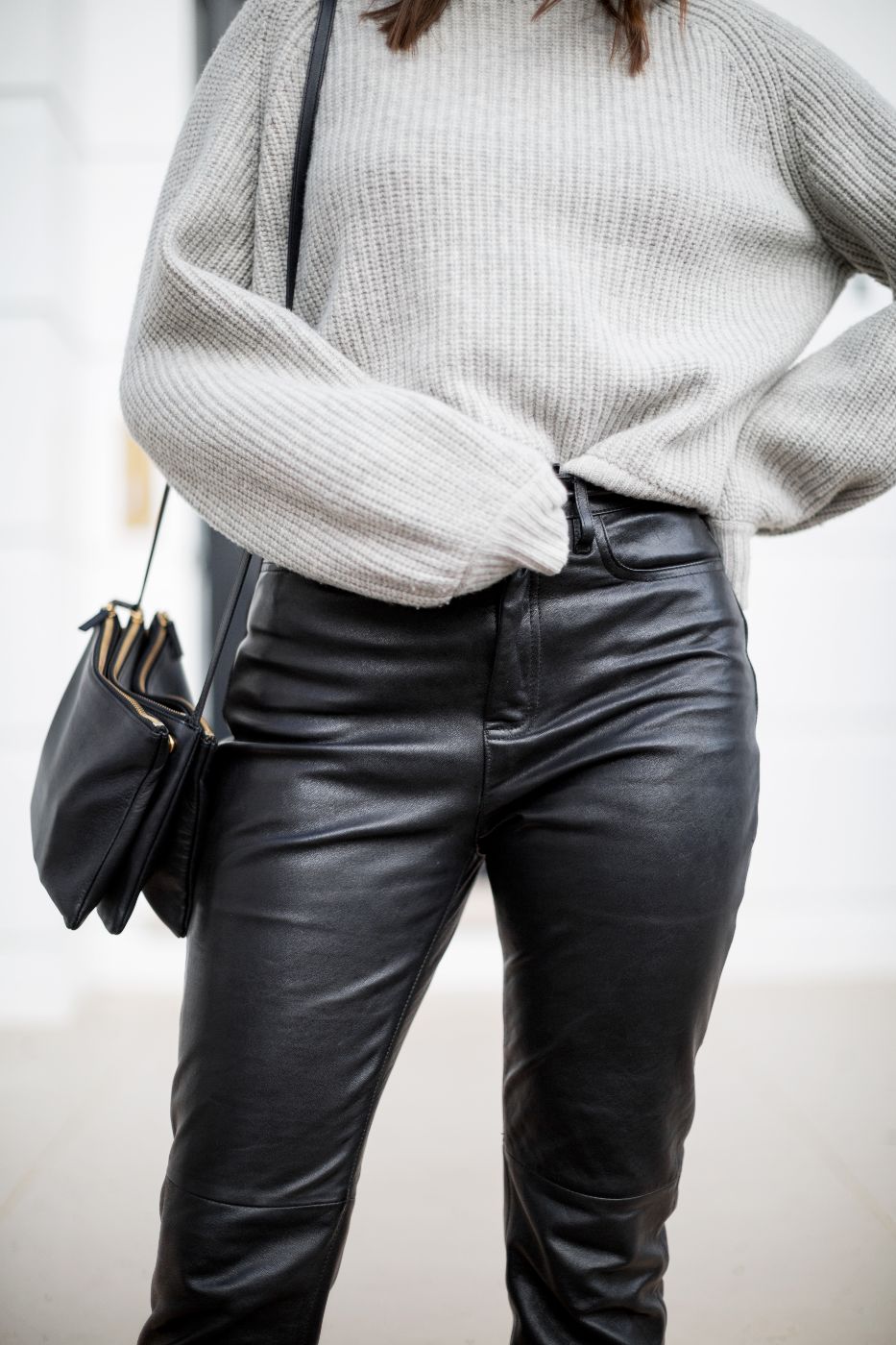 fitted leather trousers