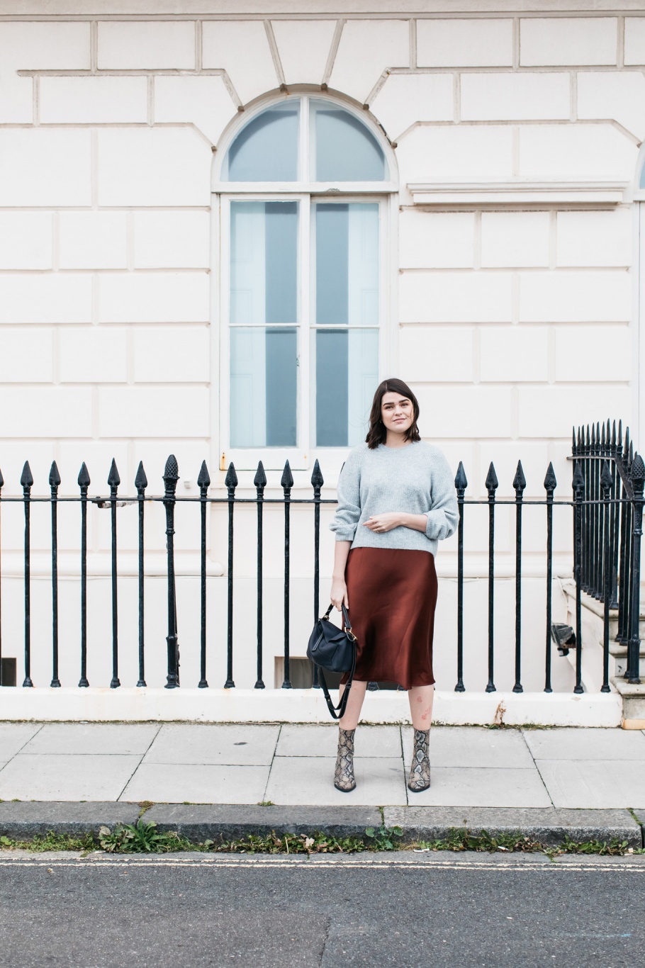 satin midi skirt outfit