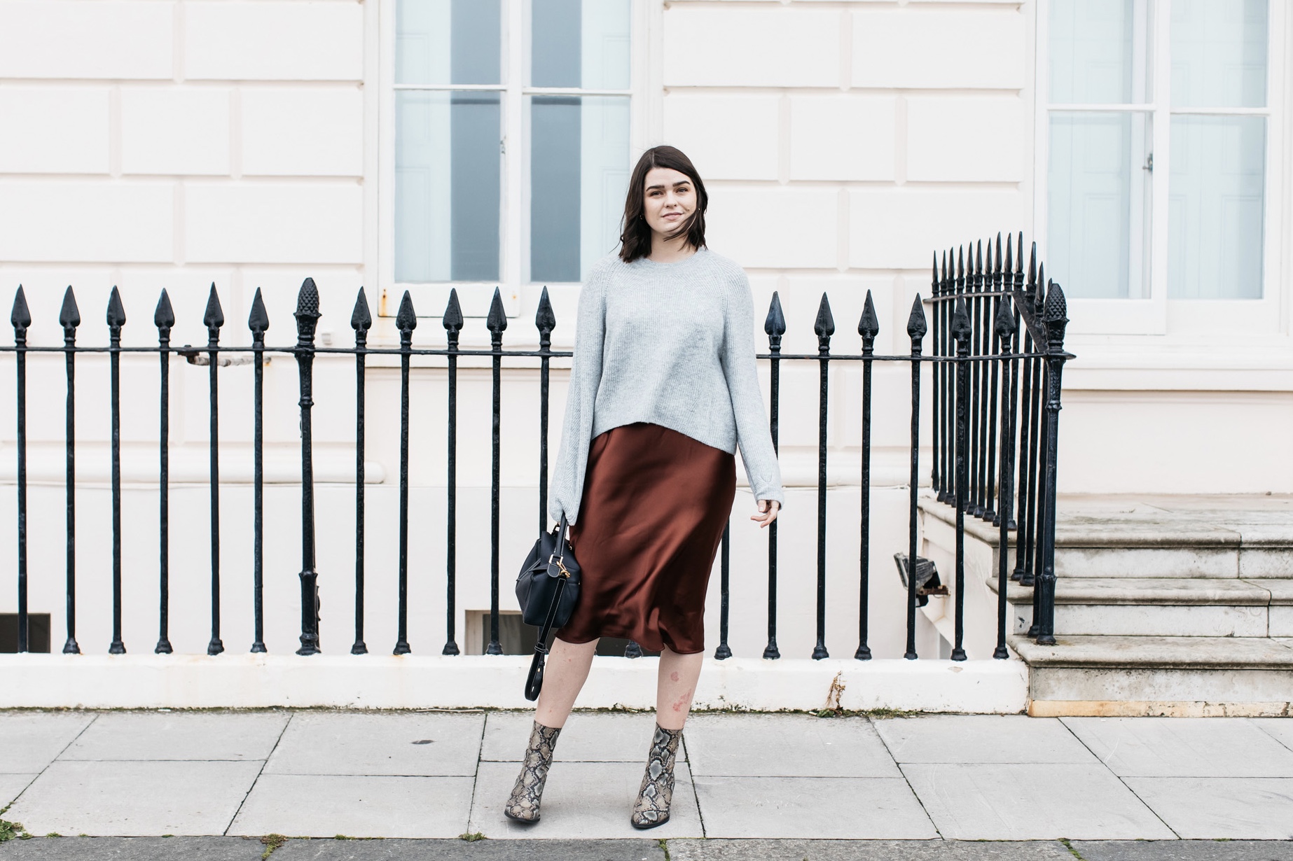 satin midi skirt outfit